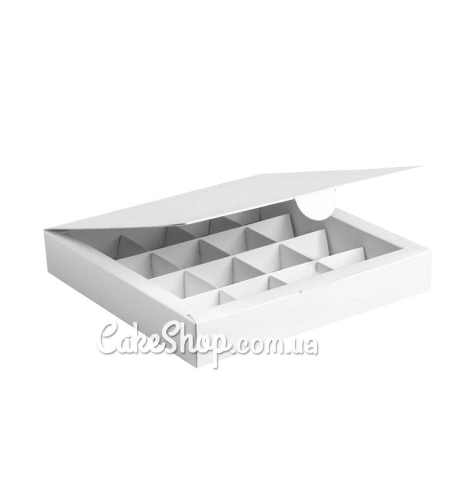 Коробка на 16 конфет без окна Белая, 18,5х18,5х3 см - фото