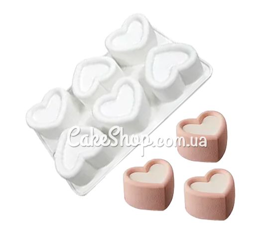 ⋗ Силіконова форма для євродесертів Мусове тістечко Серце 6 шт купити в Україні ➛ CakeShop.com.ua, фото
