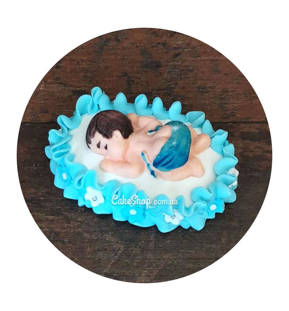 Сахарные фигурки Младенец в голубой кроватке ТМ Сладо - фото