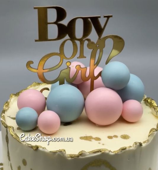 ⋗ Акриловий топпер DZ Boy or Girl золото купити в Україні ➛ CakeShop.com.ua, фото