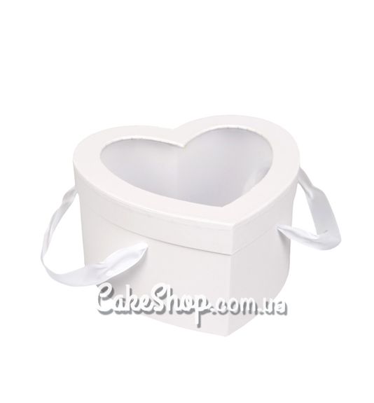 ⋗ Коробка Серце з ручками, 22,4х21,6х11 см Біла купити в Україні ➛ CakeShop.com.ua, фото