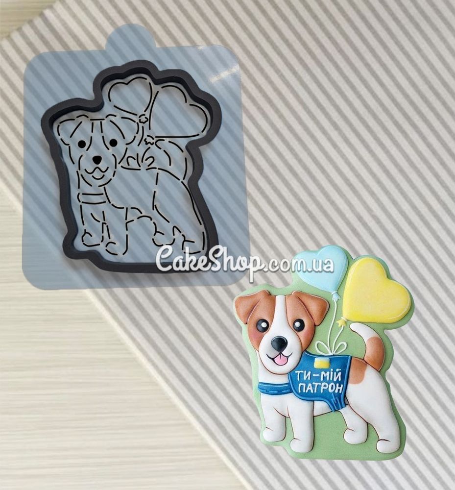 Вирубка пластикова з трафаретом пес Патрон з серцем - фото