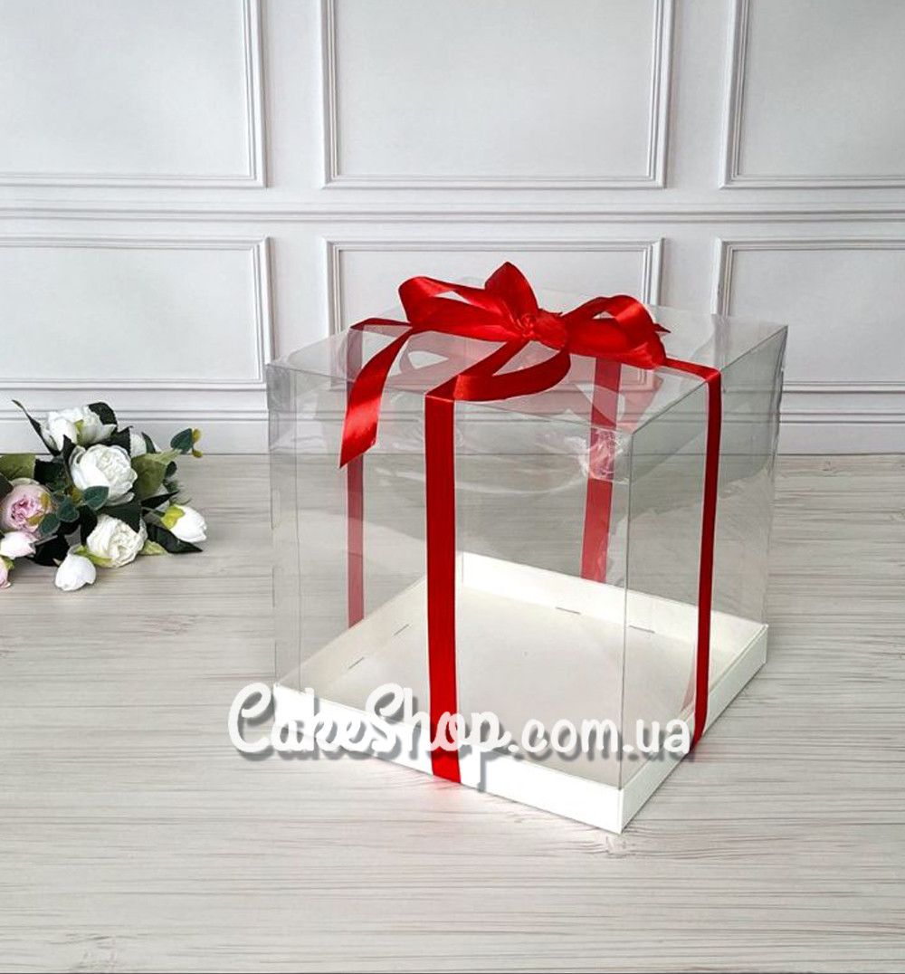 ⋗ Коробка для торта, квітів, іграшок Тубус з прозорою кришкою 25х25х25 см купити в Україні ➛ CakeShop.com.ua, фото