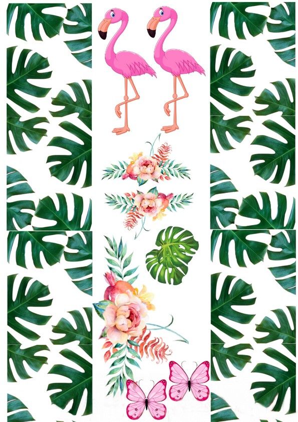Вафельная картинка Фламинго с боковиной - фото