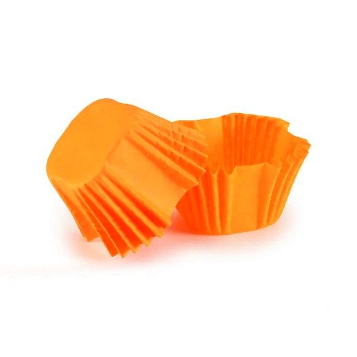 Бумажные формы для конфет и десертов 3х3 см, оранжевые 50 шт - фото