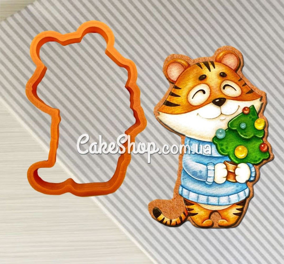 ⋗ Вырубка пластиковая Тигр с елкой купить в Украине ➛ CakeShop.com.ua, фото