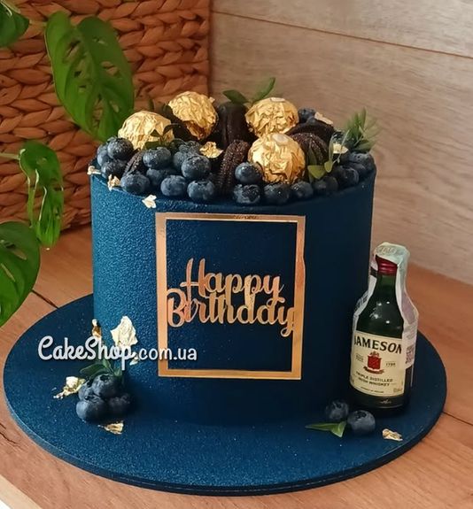 ⋗ Акриловый топпер Lion боковой Happy Birthday прямоугольник золото купить в Украине ➛ CakeShop.com.ua, фото