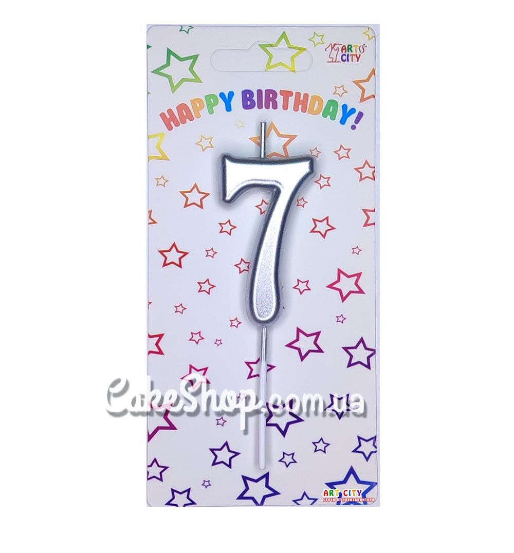 ⋗ Тортовая свеча цифра Металлизированное серебро - 7 купить в Украине ➛ CakeShop.com.ua, фото