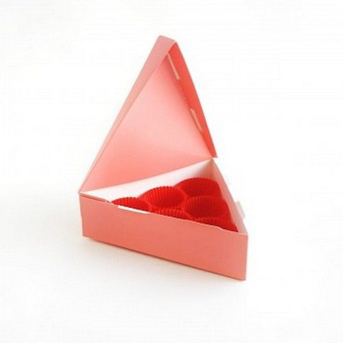 ⋗ Коробка треугольная на 6 конфет Коралловая, 15х15х15 см купить в Украине ➛ CakeShop.com.ua, фото