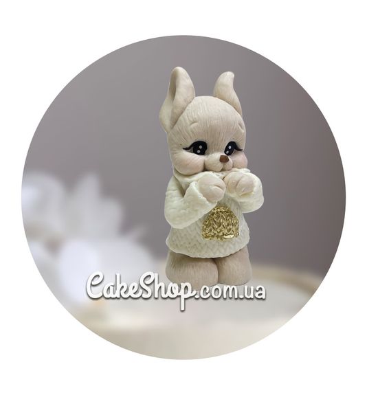 ⋗ Шоколадна фігурка Зайченя Беж в Білому светрі ТМ ДімК купити в Україні ➛ CakeShop.com.ua, фото