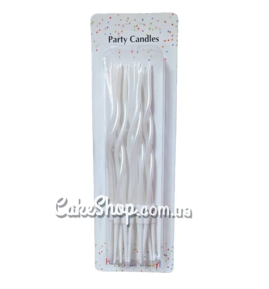 Свічки тортові Коктейльні білі перламутрові, 12 шт - фото