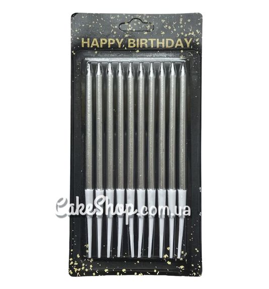 ⋗ Свечи для торта Металлик серебро 13 см, 10 шт купить в Украине ➛ CakeShop.com.ua, фото