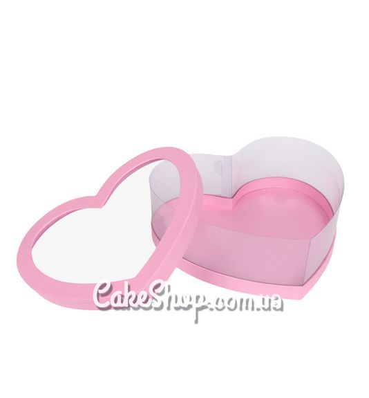 ⋗ Коробка  Серце рожева з вікном, 28х25,2х10,1 см купити в Україні ➛ CakeShop.com.ua, фото