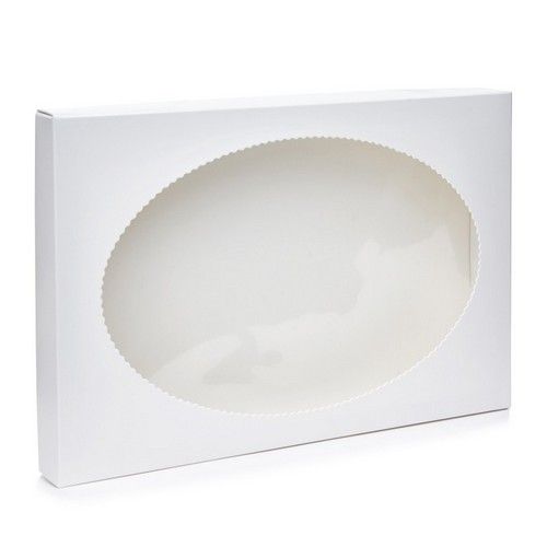 Коробка для пряников прямоугольная с овальным окошком Белая, 30х20х3,5 см - фото