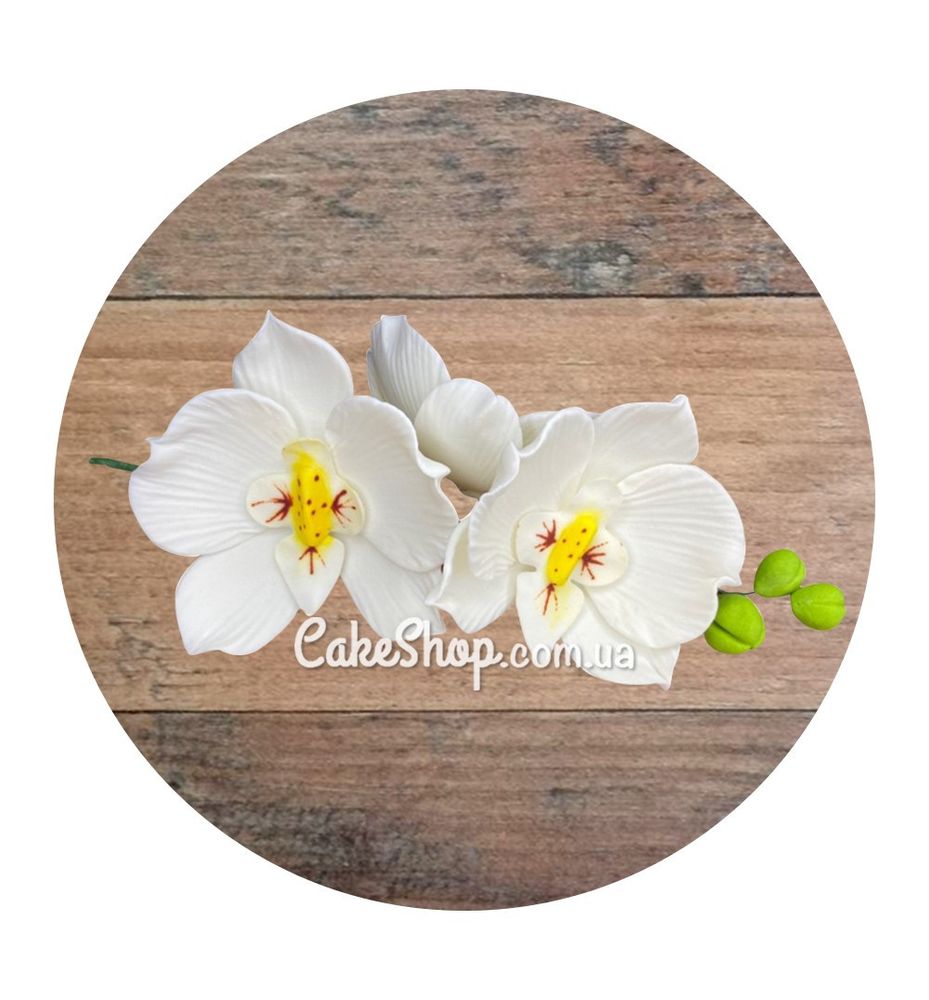 Сахарные фигурки Веточка орхидеи Премиум белая ТМ Сладо - фото