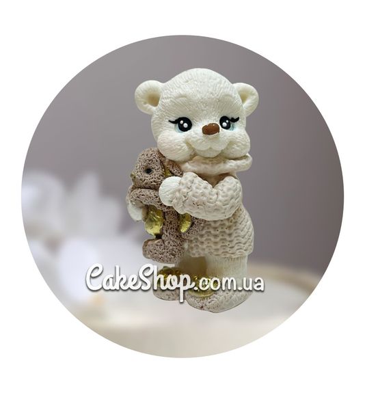 ⋗ Шоколадна фігурка Ведмедик Білий з беж Іграшкою в беж светрі ТМ ДімК купити в Україні ➛ CakeShop.com.ua, фото