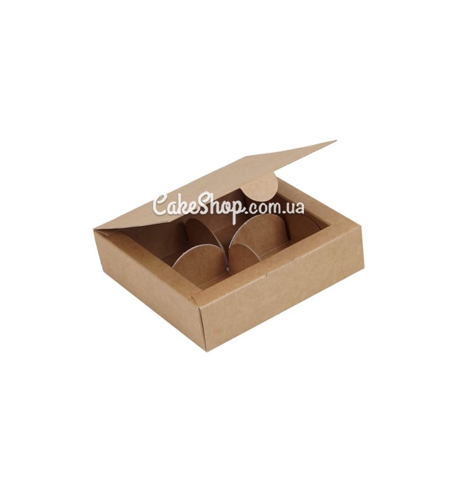 Коробка на 4 конфеты Крафт, 11х11х3 см - фото