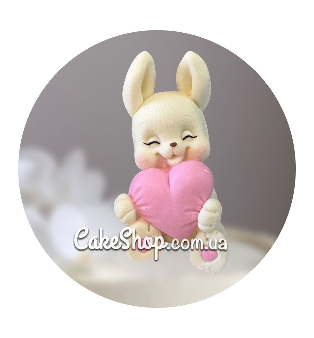 ⋗ Шоколадная фигурка Зайча мечтательное Бело-розовое ТМ ДомК купить в Украине ➛ CakeShop.com.ua, фото