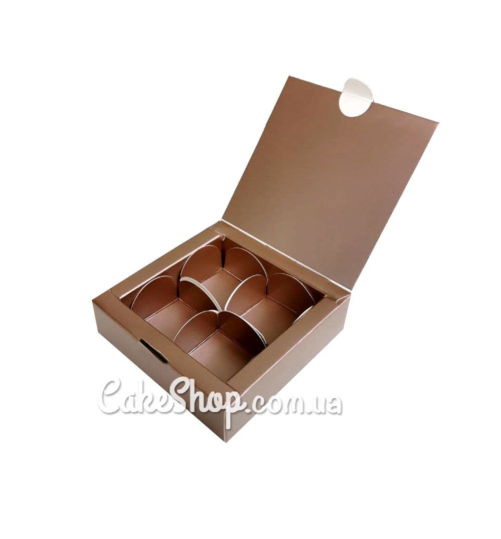 ⋗ Коробка на 4 конфеты Металлик, 11х11х3 см купить в Украине ➛ CakeShop.com.ua, фото