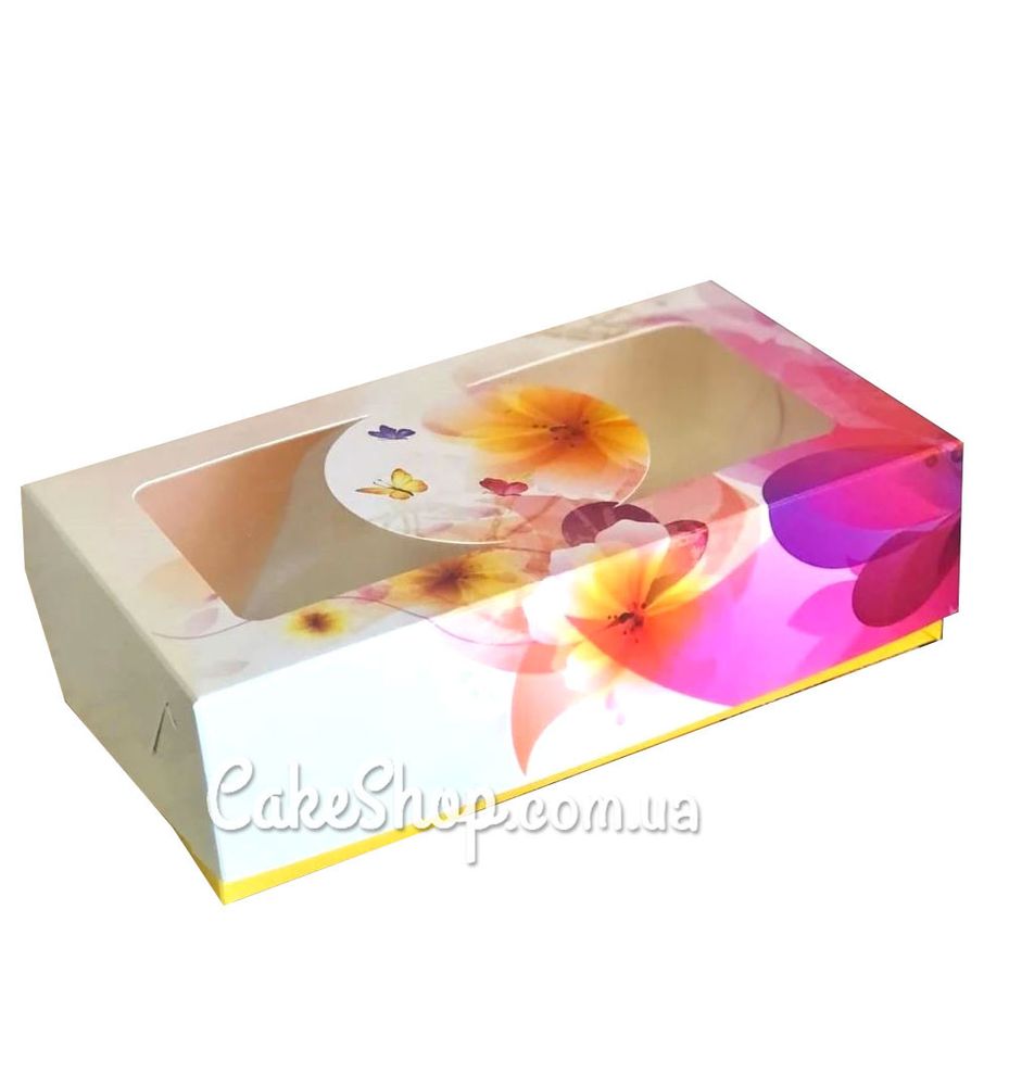 Коробка для еклерів, зефіру з вікном Метелик, 20х11,5х5 см - фото