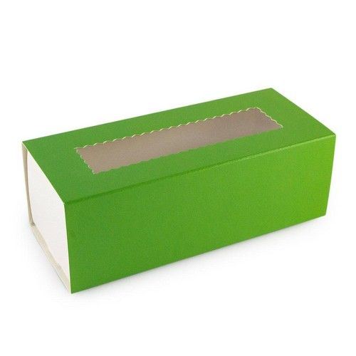 ⋗ Коробка для макаронс, конфет, безе с прозрачным окном Зеленая, 14х5х6 см купить в Украине ➛ CakeShop.com.ua, фото