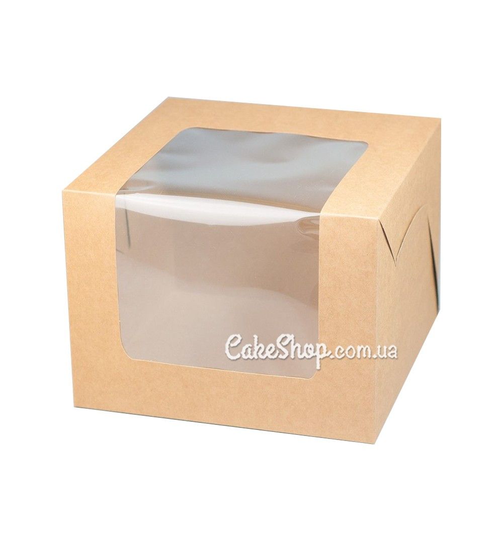 ⋗ Коробка для торта Крафт з вікном, 20х20х15 см купити в Україні ➛ CakeShop.com.ua, фото