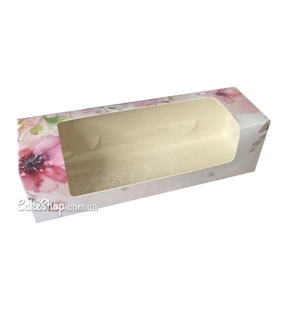 ⋗ Коробка для макаронс з вікном Акварельні квіти, 20х6х6 см купити в Україні ➛ CakeShop.com.ua, фото