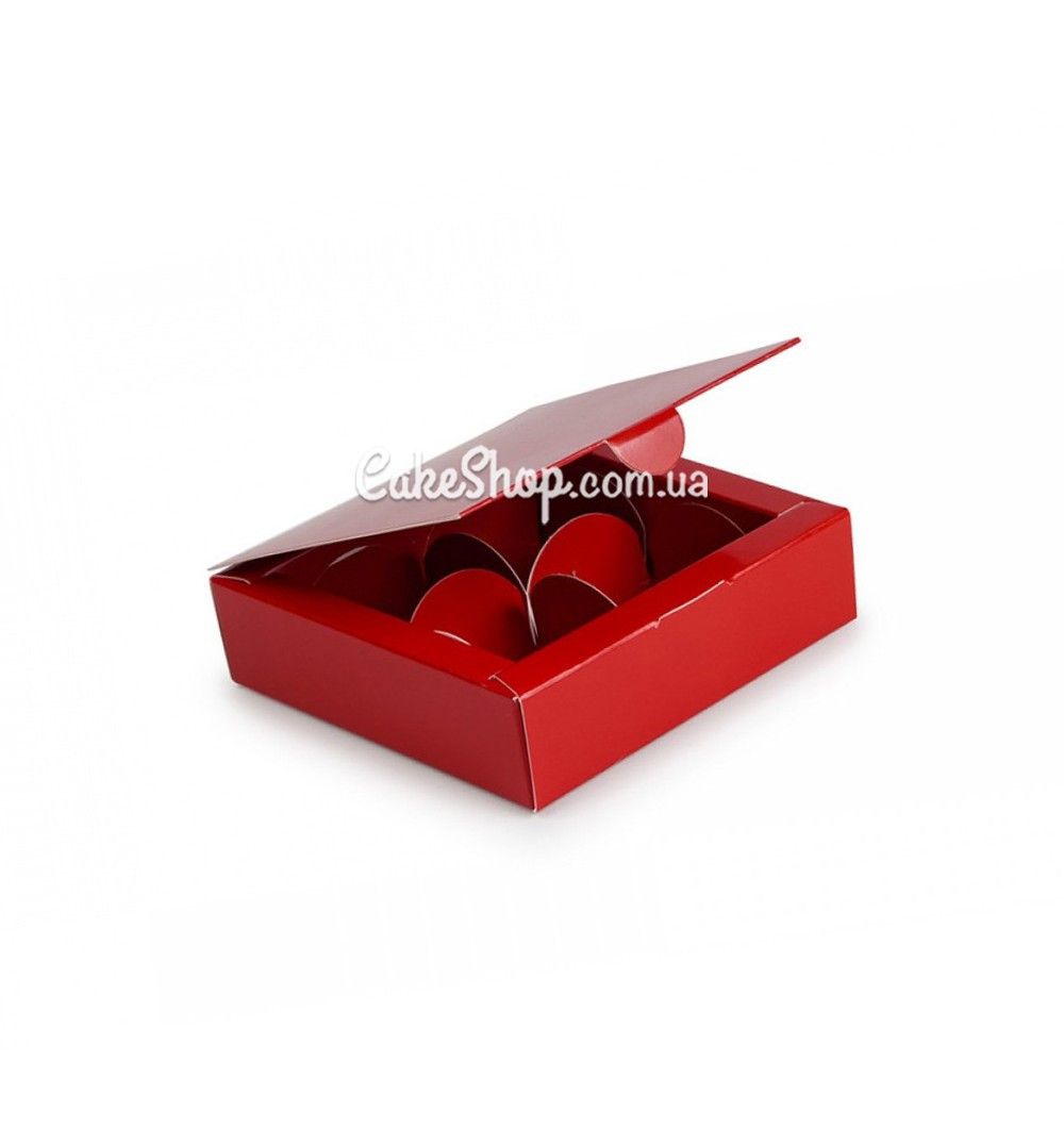 ⋗ Коробка на 4 конфеты Красная, 11х11х3 см купить в Украине ➛ CakeShop.com.ua, фото