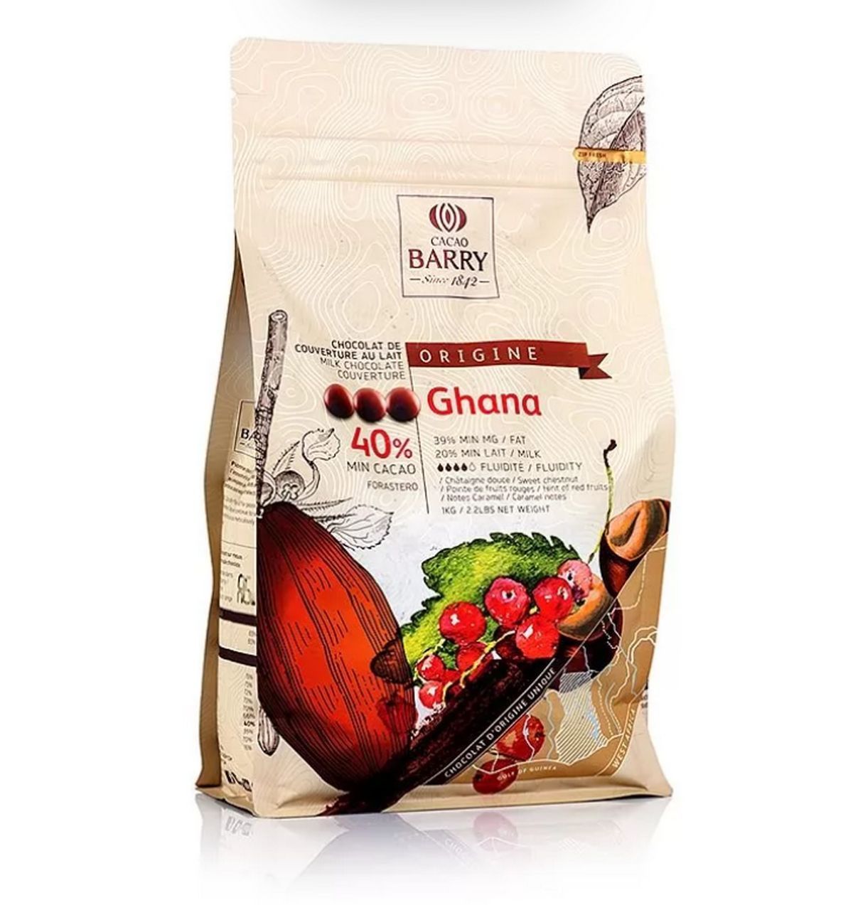 ⋗ Молочный шоколад Ghana Cacao barry 40%, 1кг купить в Украине ➛ CakeShop.com.ua, фото