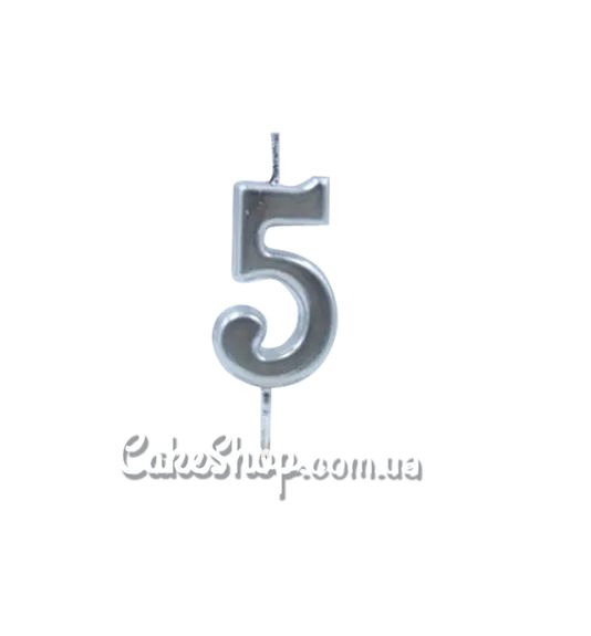 ⋗ Свічка цифра для бенто-торта Срібло - 5 купити в Україні ➛ CakeShop.com.ua, фото