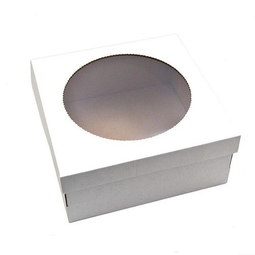 Коробка для торта, чизкейка Белая с окном, 25х25х11 см - фото