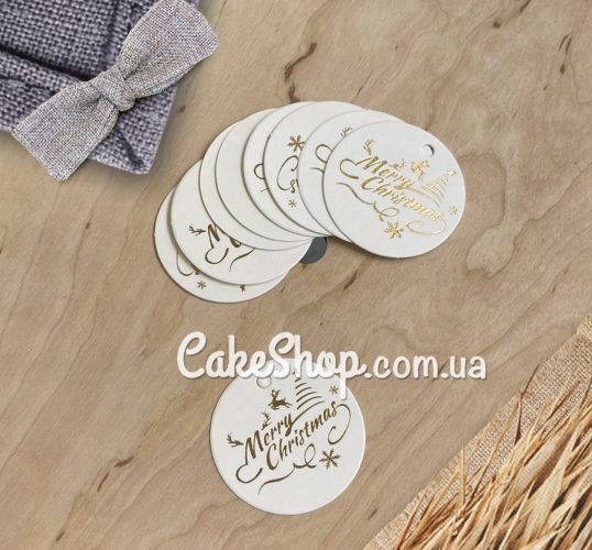 ⋗   Бірка паперова Новорічна біла 4,5 см, 10 шт купити в Україні ➛ CakeShop.com.ua, фото