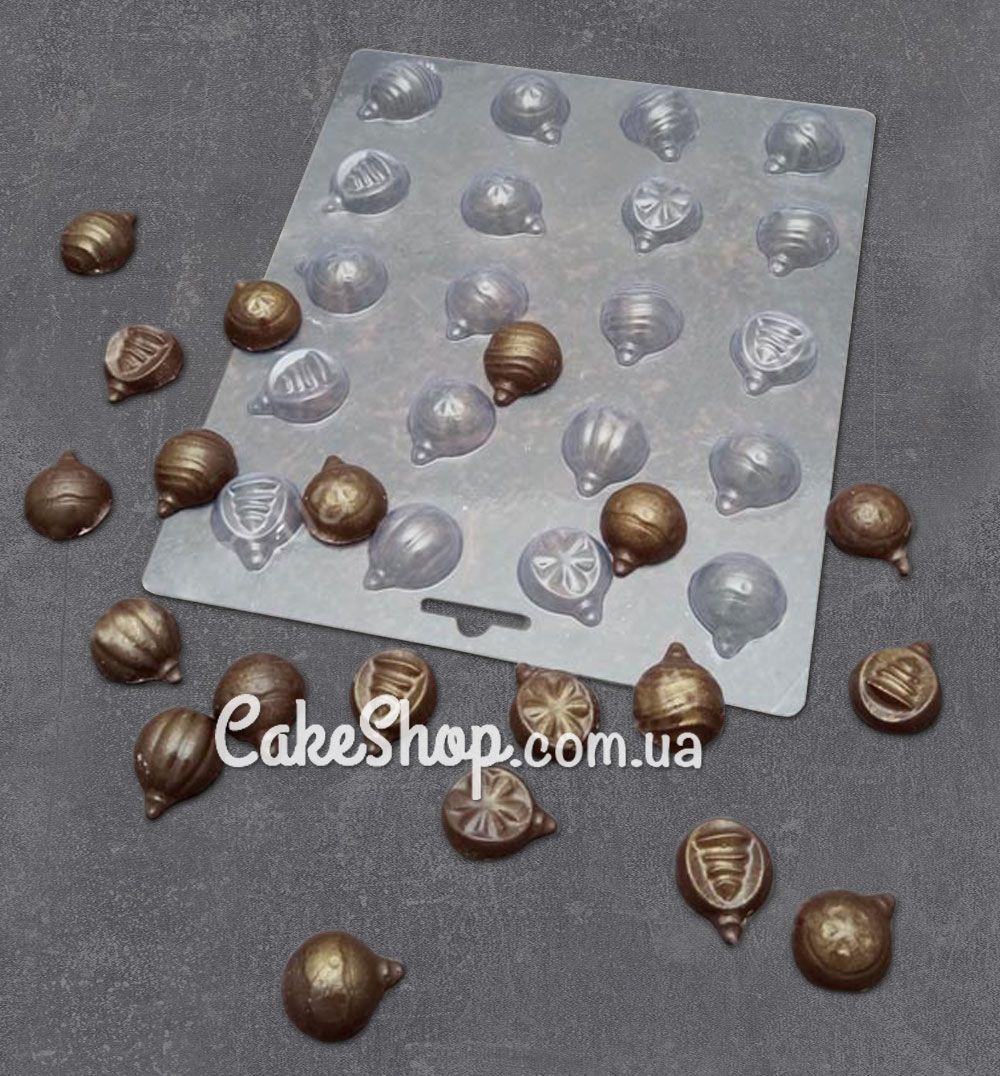 ⋗ Пластиковая форма для шоколада Набор елочных игрушек мини шары купить в Украине ➛ CakeShop.com.ua, фото