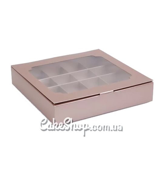 ⋗ Коробка на 16 конфет с окном Капучино, 18,5х18,5 х 3 см купить в Украине ➛ CakeShop.com.ua, фото