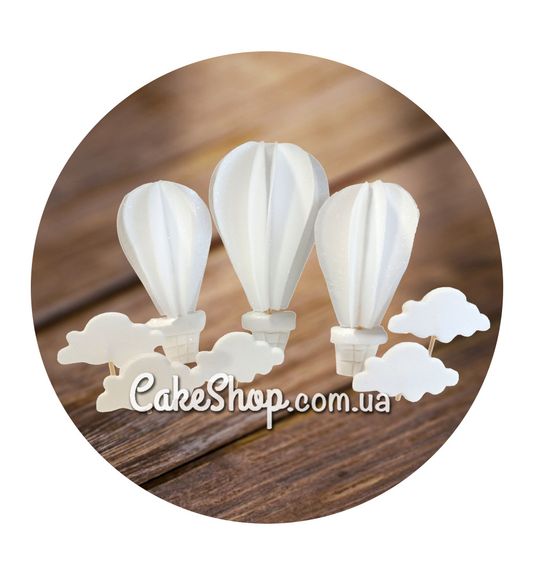 ⋗ Вафельный декор Воздушные шары с облачками Белые ТМ Ириска купить в Украине ➛ CakeShop.com.ua, фото