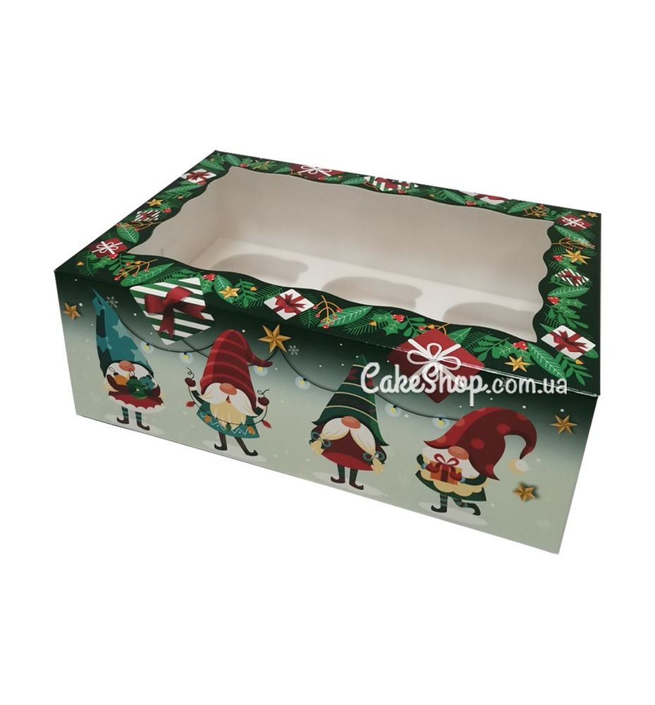 Коробка на 6 кексов Гномы, 25х17х9 см - фото
