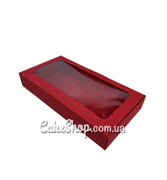 ⋗ Коробка для десертів та дубайського шоколаду 20х10х3 см, з вікном Червона купити в Україні ➛ CakeShop.com.ua, фото
