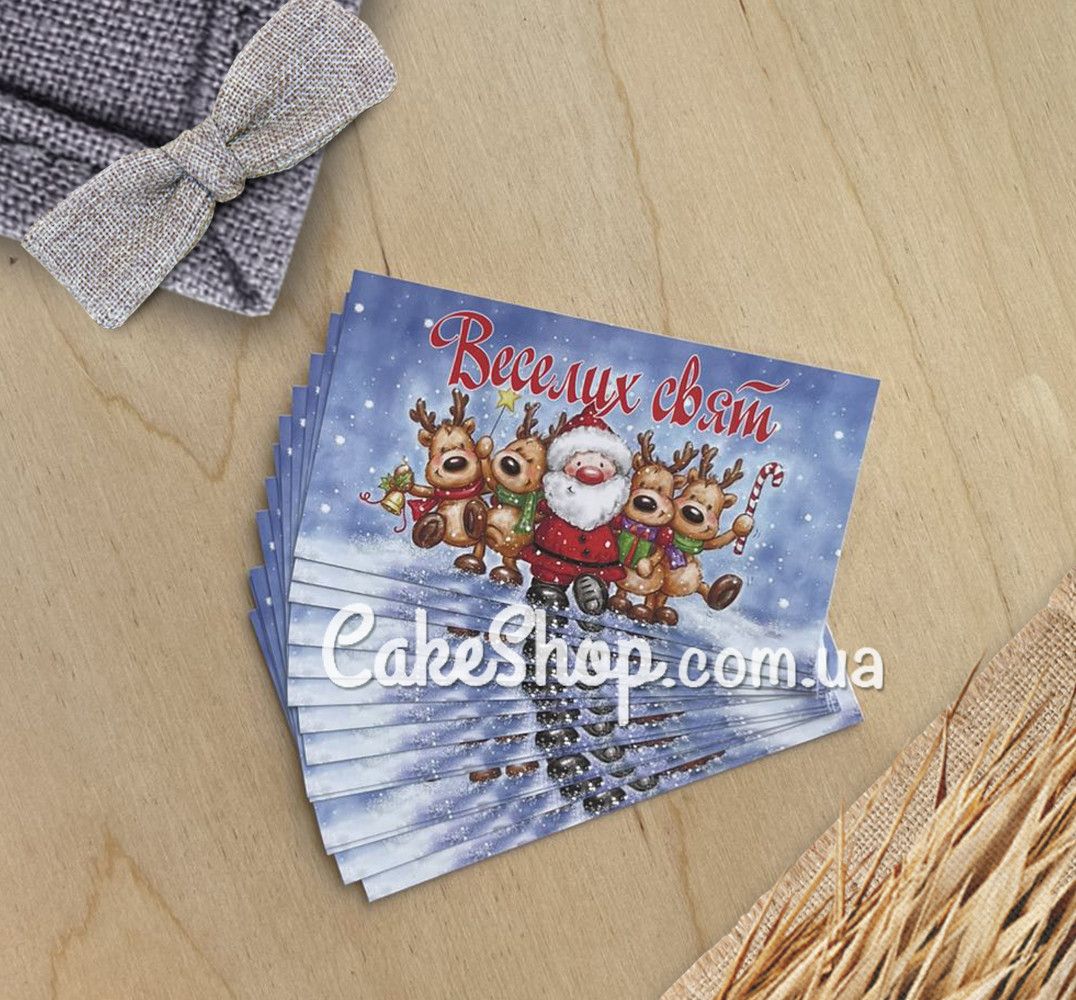 ⋗ Бірка паперова Веселих свят 2, 5х9 см 10 шт купити в Україні ➛ CakeShop.com.ua, фото