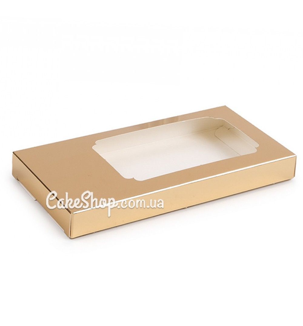 ⋗ Коробка для шоколаду з вікном Золото, 16х8х1,7 см купити в Україні ➛ CakeShop.com.ua, фото