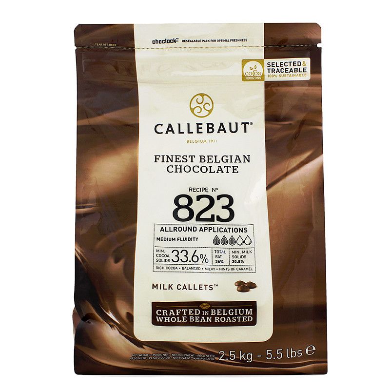 ⋗ Шоколад бельгийский Callebaut 823  молочный 33,6% в дисках, 2,5кг купить в Украине ➛ CakeShop.com.ua, фото