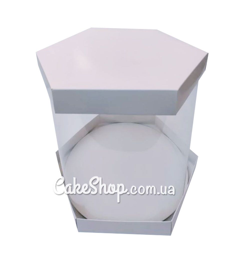 ⋗ Коробка для торта Шестигранна Біла, 30х30х25 см купити в Україні ➛ CakeShop.com.ua, фото