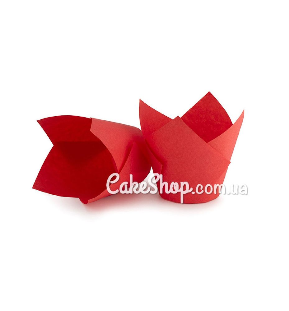 Форма паперова для кексів Тюльпан червона, 10 шт. - фото