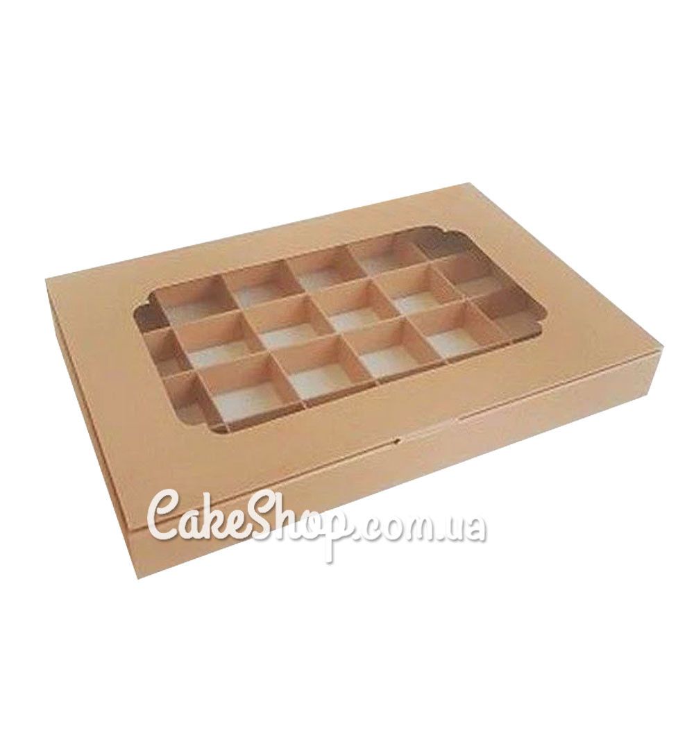 ⋗ Коробка на 24 цукерки з вікном Капучіно, 27х18,5х3 см купити в Україні ➛ CakeShop.com.ua, фото