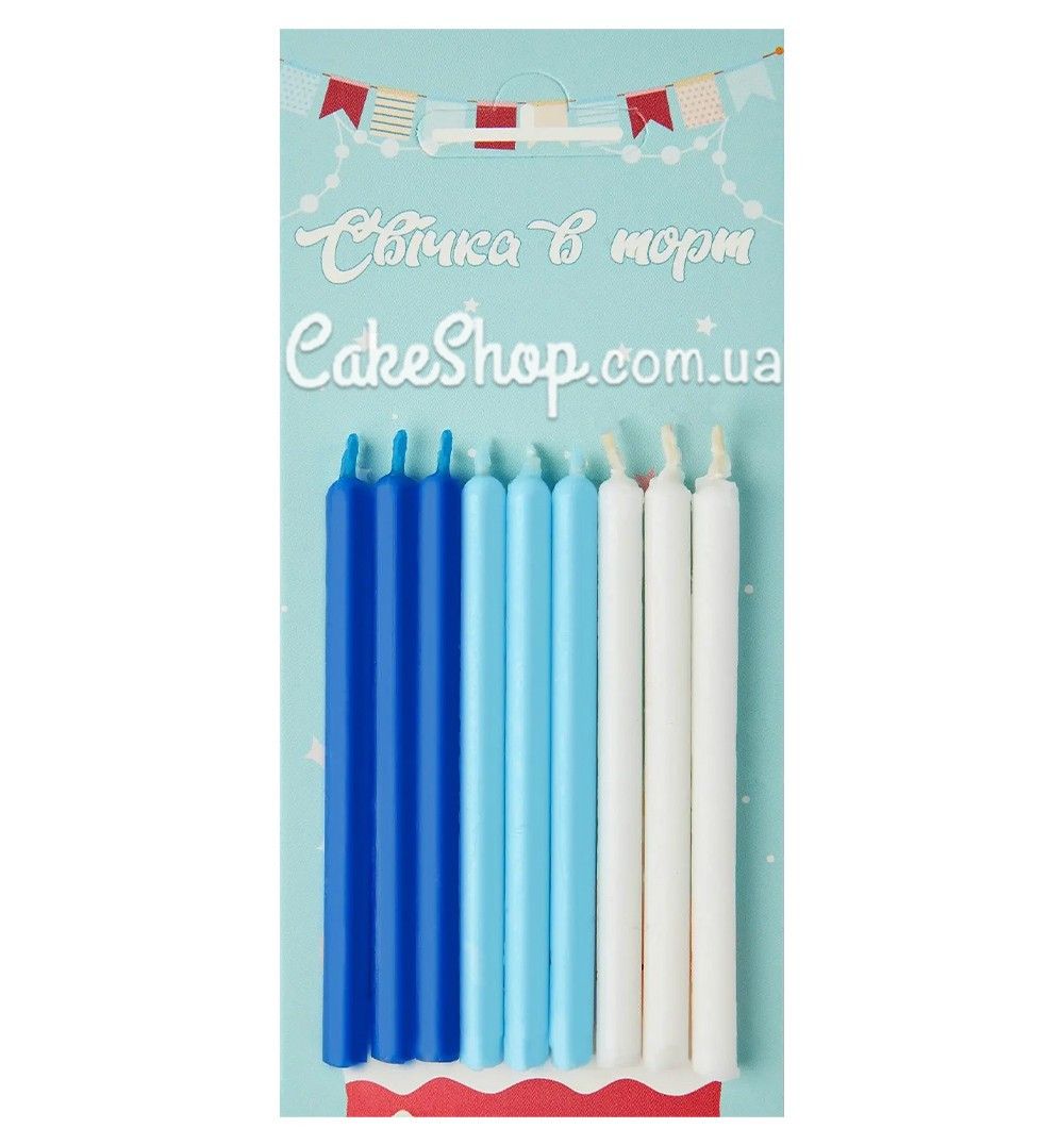 ⋗ Свічки тортові прямі Біло-блакитні купити в Україні ➛ CakeShop.com.ua, фото