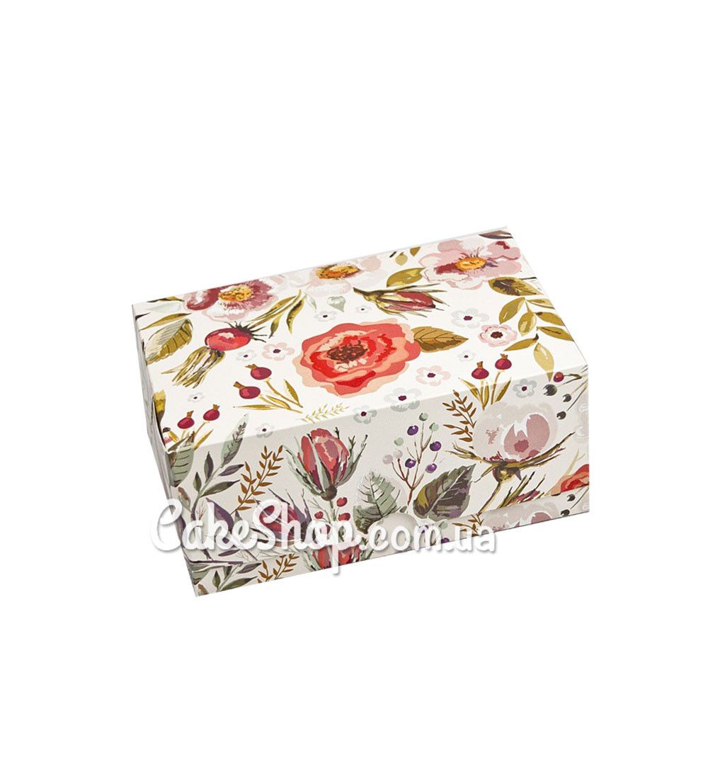 ⋗ Коробка на 2 кекси Акварель квіти, 18х12х8 см купити в Україні ➛ CakeShop.com.ua, фото