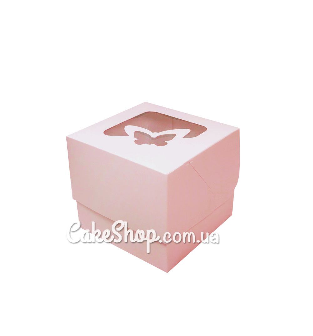 ⋗ Коробка для 1 кекса с бабочкой Пудра, 10х10х9 см купить в Украине ➛ CakeShop.com.ua, фото