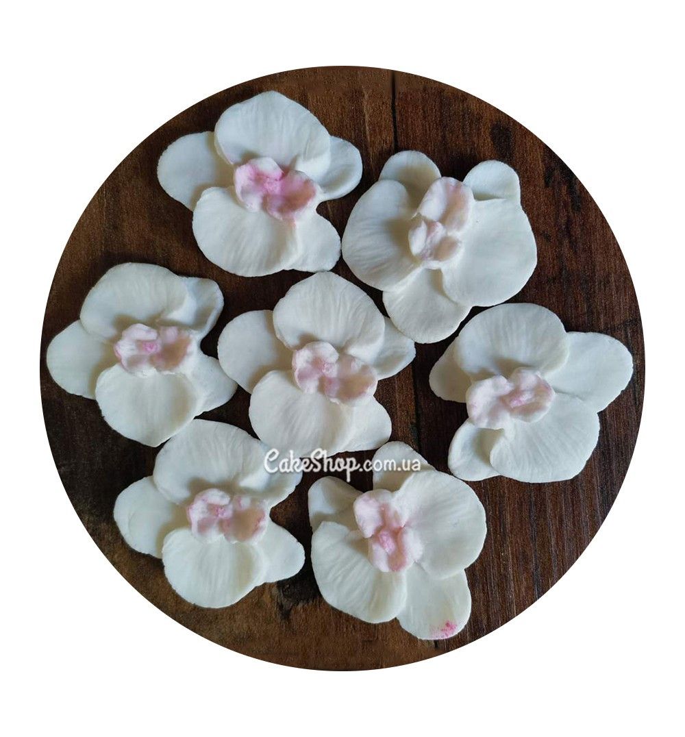 ⋗ Цукрова квітка Орхідея біла D 40мм купити в Україні ➛ CakeShop.com.ua, фото