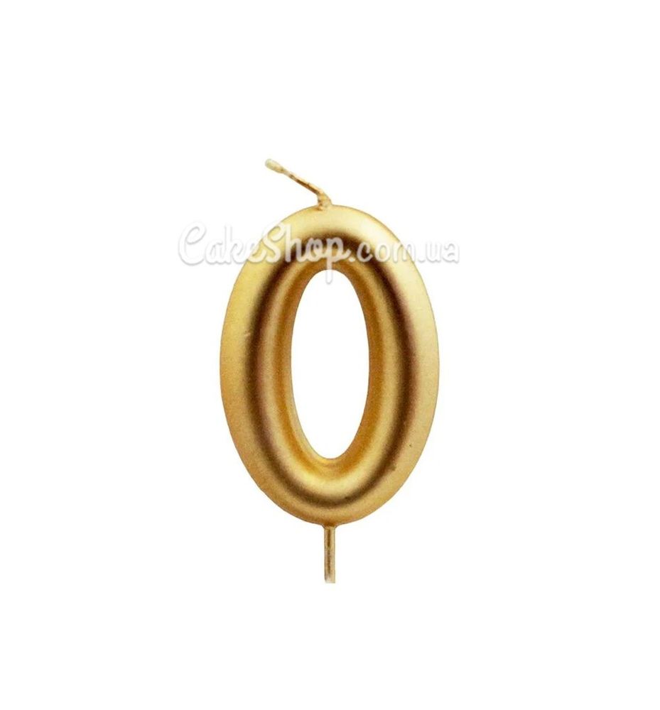 Тортовая свеча цифра большая Металлизированная золото-0 - фото
