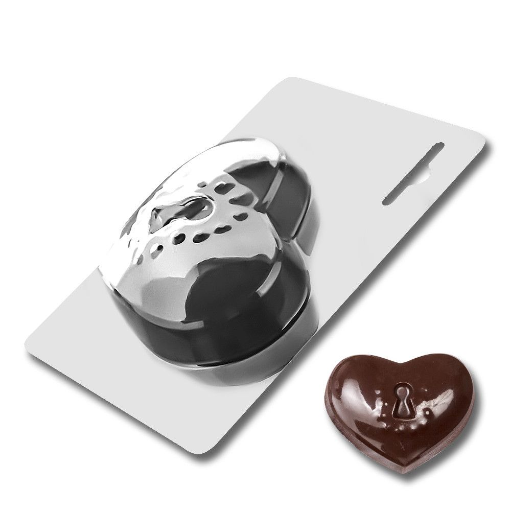 ⋗ Пластиковая форма для шоколада Сердце на замке купить в Украине ➛ CakeShop.com.ua, фото