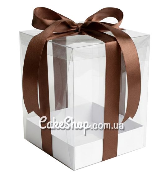 ⋗ Коробка з прозорою кришкою Біла, 12х12х18 см купити в Україні ➛ CakeShop.com.ua, фото